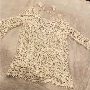 Crochet Swimsuit cover with tie in back